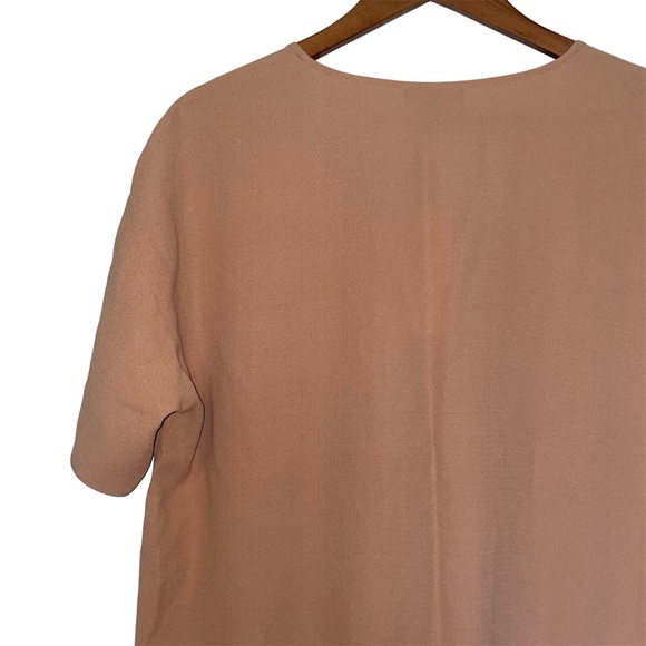 Eileen Fisher Deep V-Neck Tee Signature Silk Georgette Crepe in Amber NWT - Picture 11 of 16
